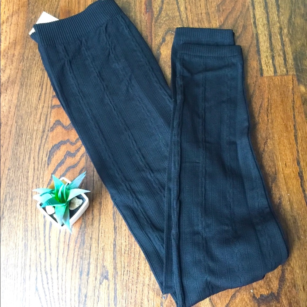 Black Knit fleece lined leggings